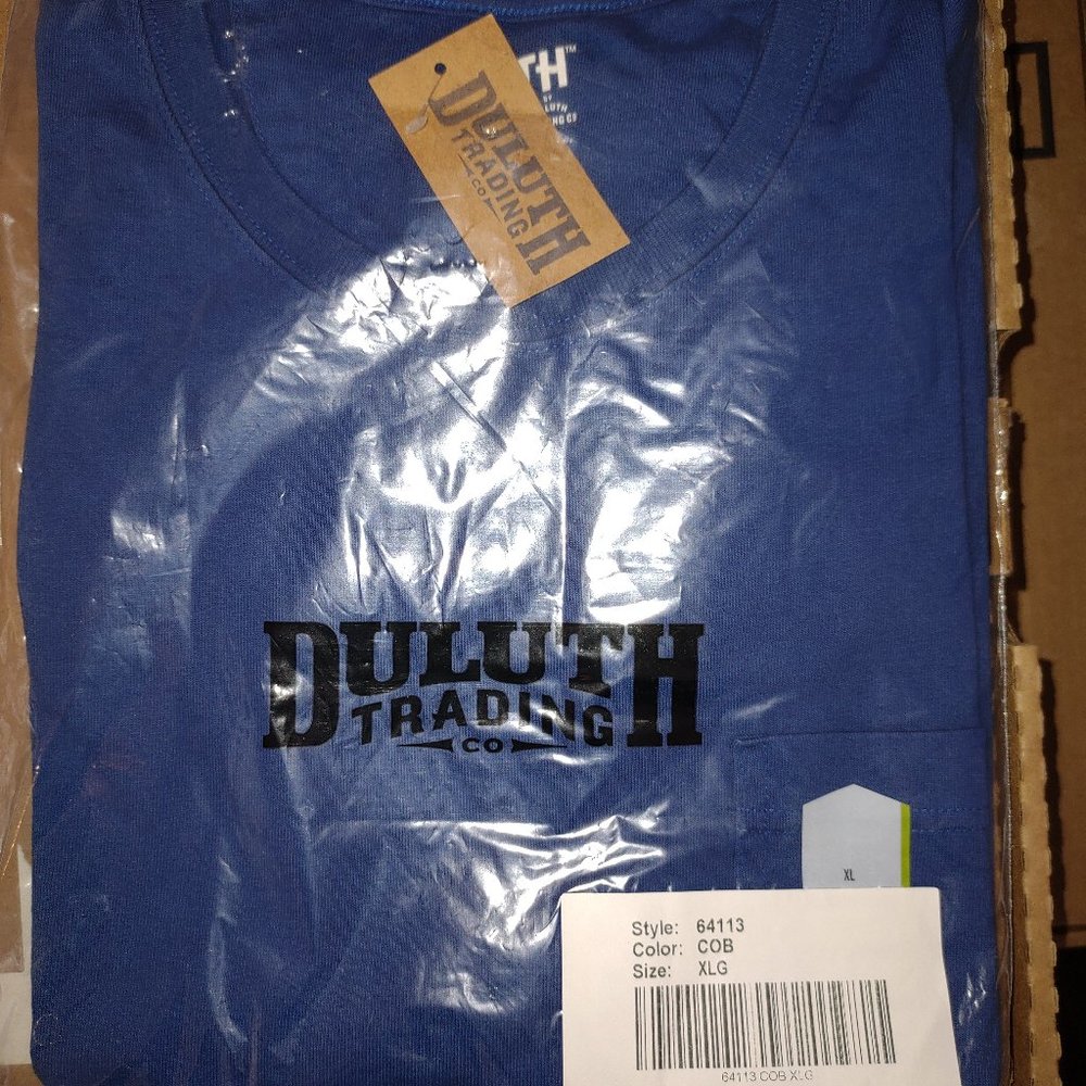 Men's Duluth Long Tailed T-shirt M Relaxed Fit Sleeveless Crew w/ Pocket, Cobalt